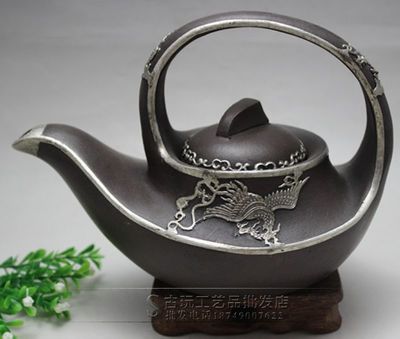 典藏之韻 龍鳳呈祥包銀紫砂壺，值選唐云志